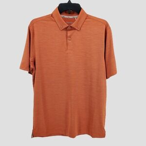 Walter Hagen Performance II Mens Small Golf Polo Shirt Orange Stripe Button Down